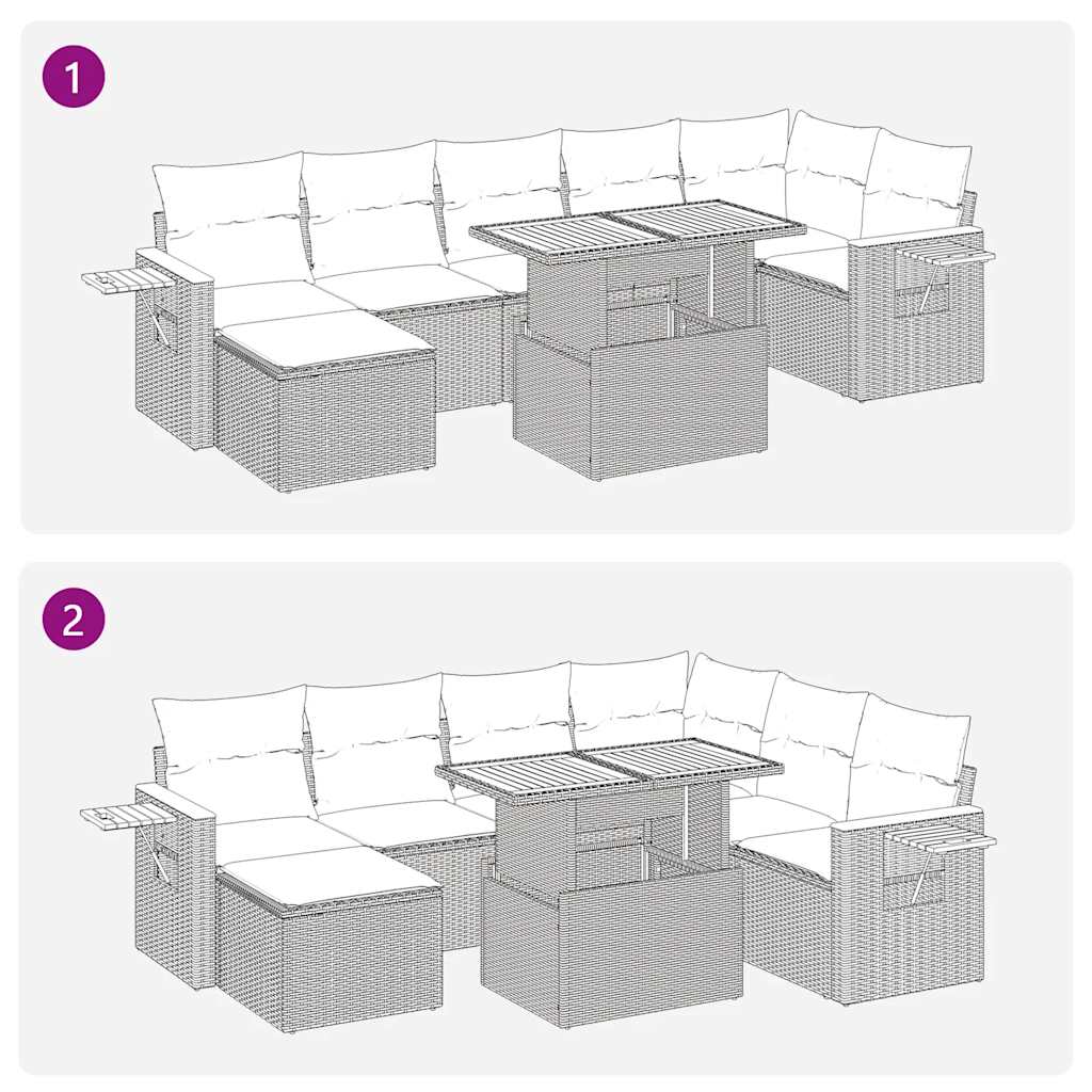 8-osaline aiadiivani komplekt patjadega, must, rotang/akaatsia