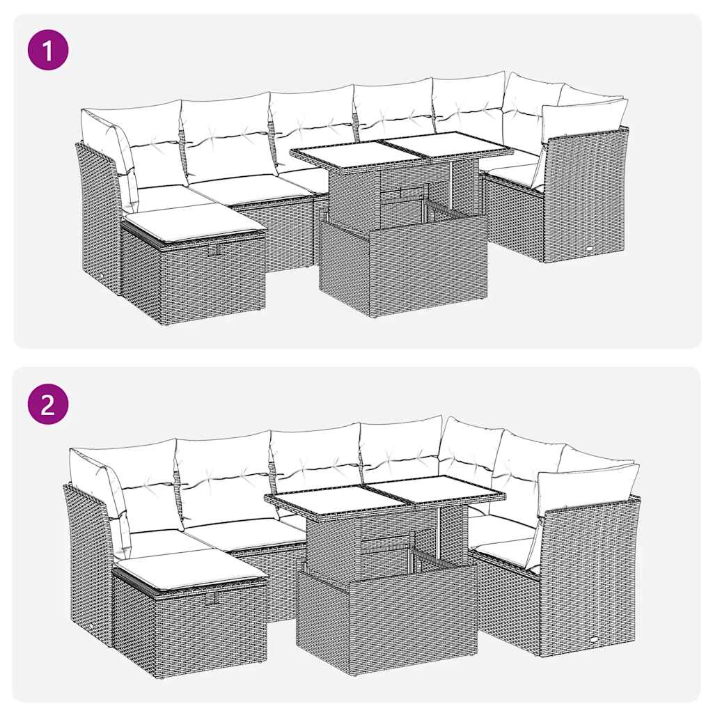 8-osaline aiadiivani komplekt patjadega, must, polürotang