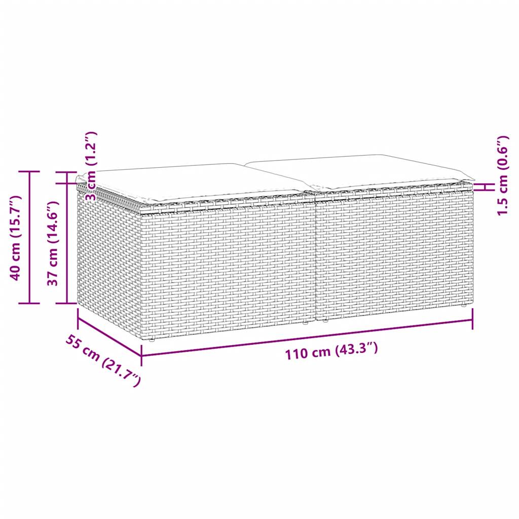 2-osaline aiadiivani komplekt patjadega, must, rotang/akaatsia