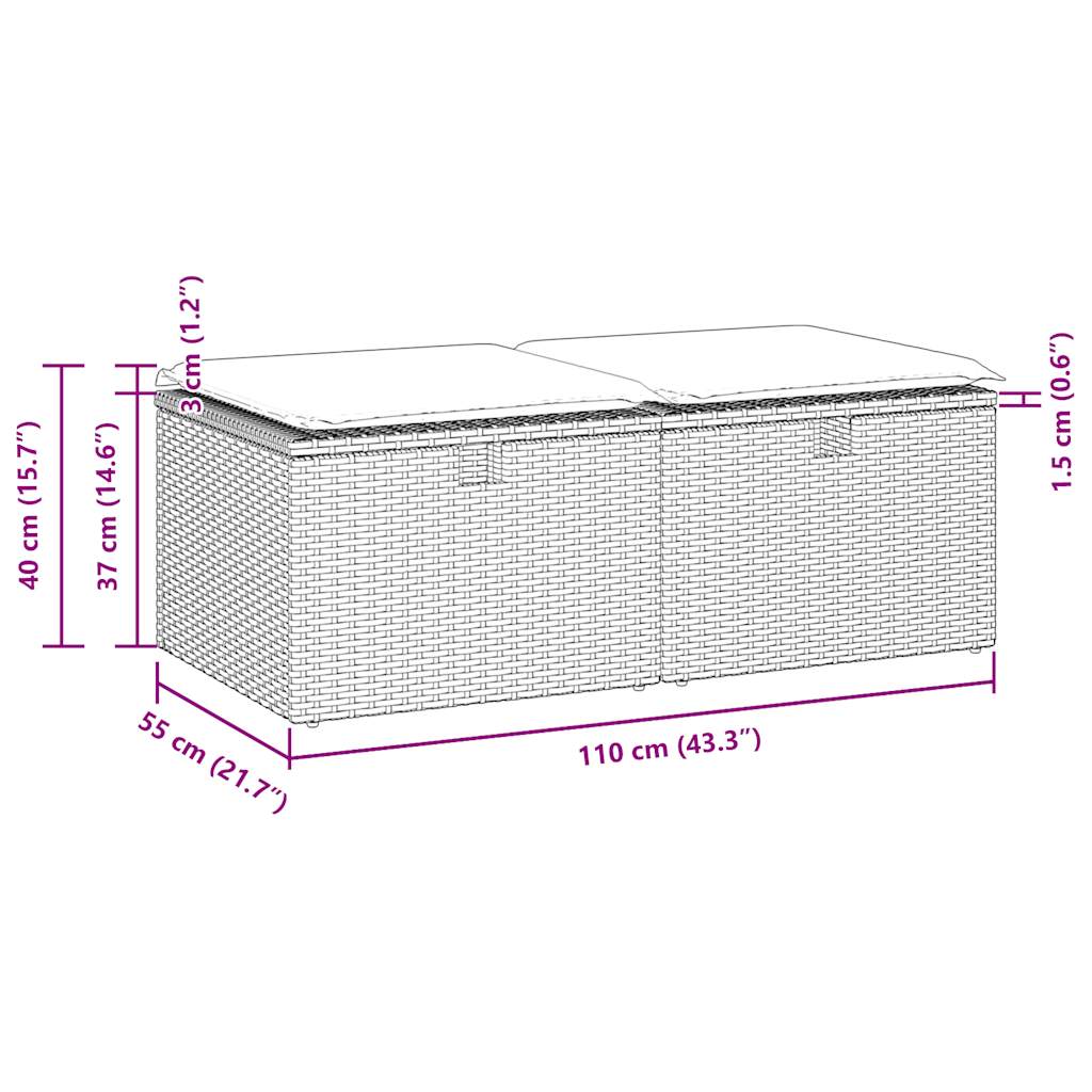 2-osaline aiadiivani komplekt patjadega, must, rotang/akaatsia