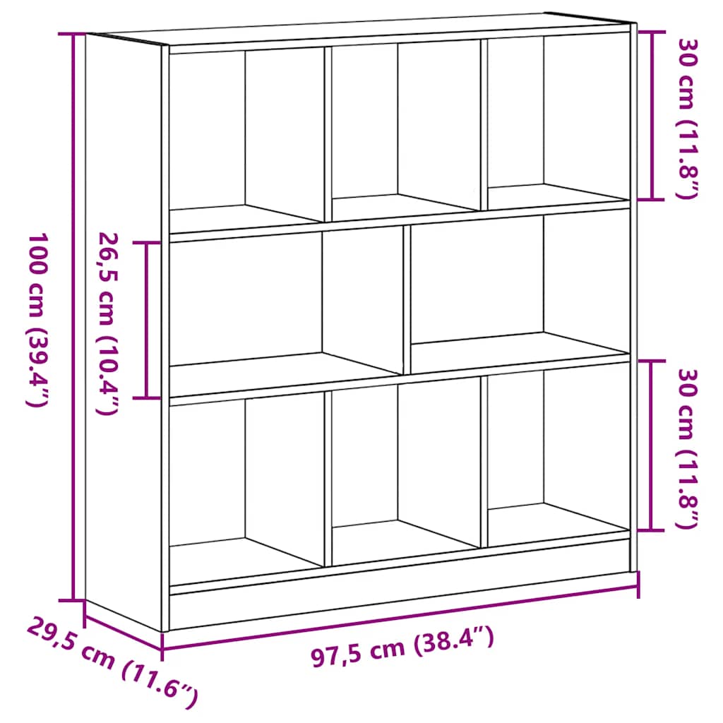 raamatukapp must tamm 97,5x29,5x100 cm ehituspuit