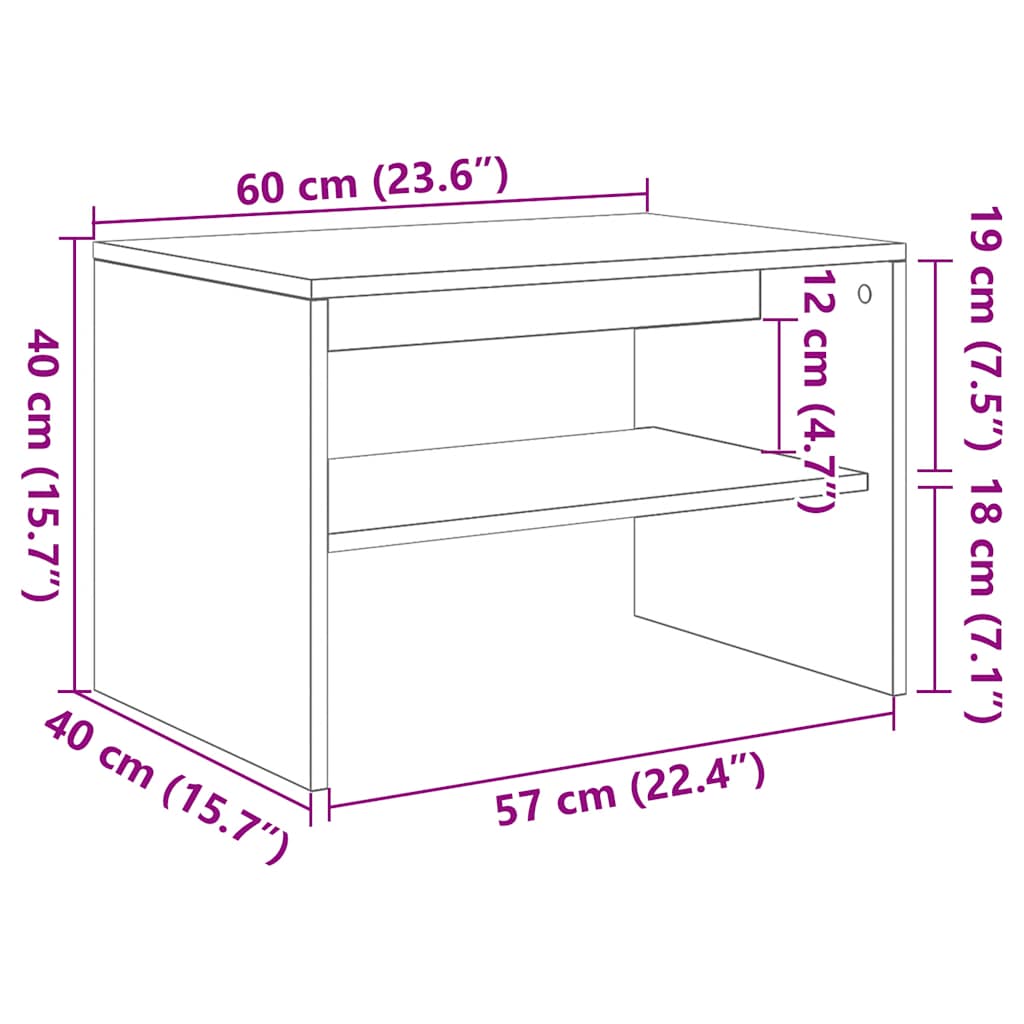 telerikapp Must tamm 60x40x40 cm Engineered Wood