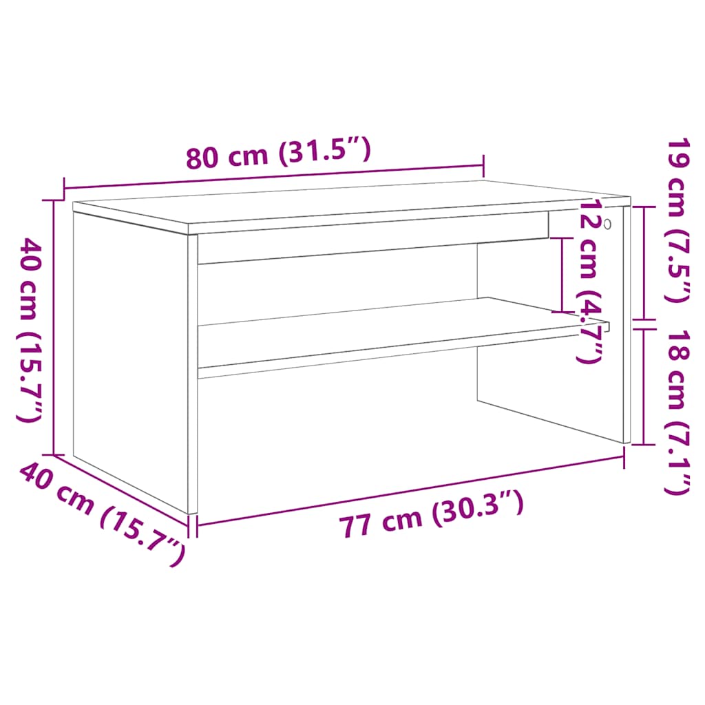 telerikapp Must tamm 80x40x40 cm Engineered Wood